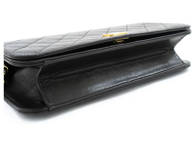 CHANEL Borsa a tracolla Clutch Full Flap Chain Nera in agnello trapuntato Nero - vista 4