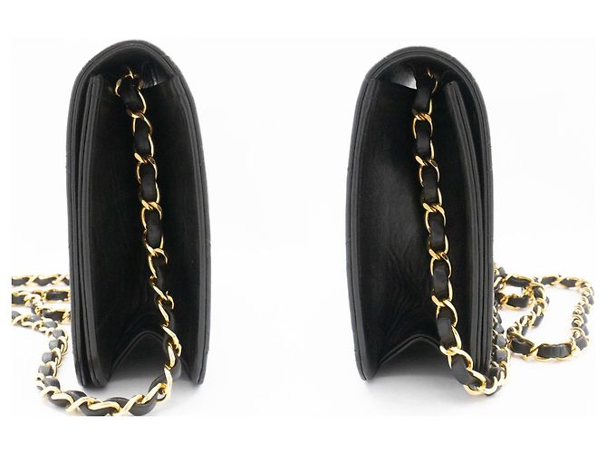CHANEL Borsa a tracolla Clutch Full Flap Chain Nera in agnello trapuntato Nero - vista 5