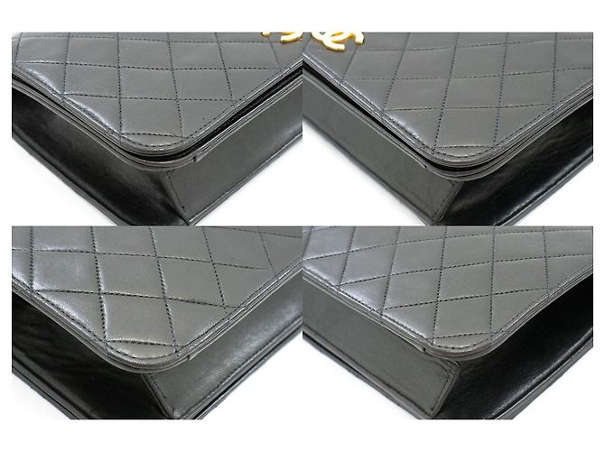 CHANEL Borsa a tracolla Clutch Full Flap Chain Nera in agnello trapuntato Nero - vista 6