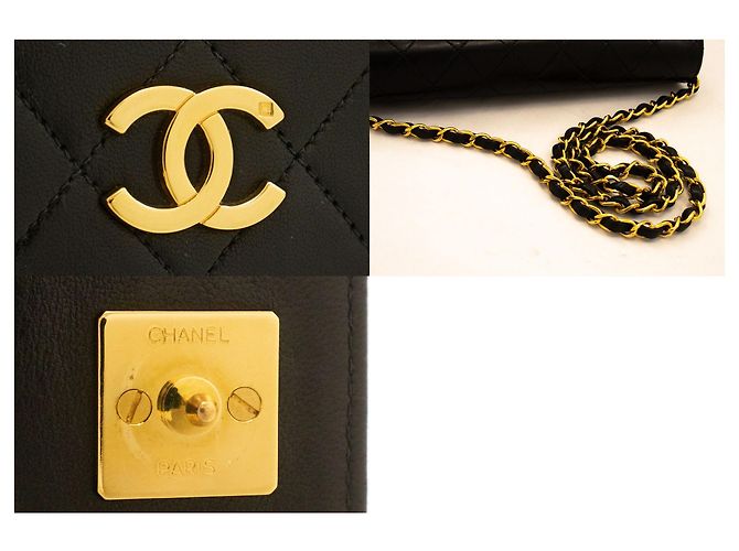 CHANEL Borsa a tracolla Clutch Full Flap Chain Nera in agnello trapuntato Nero - vista 7