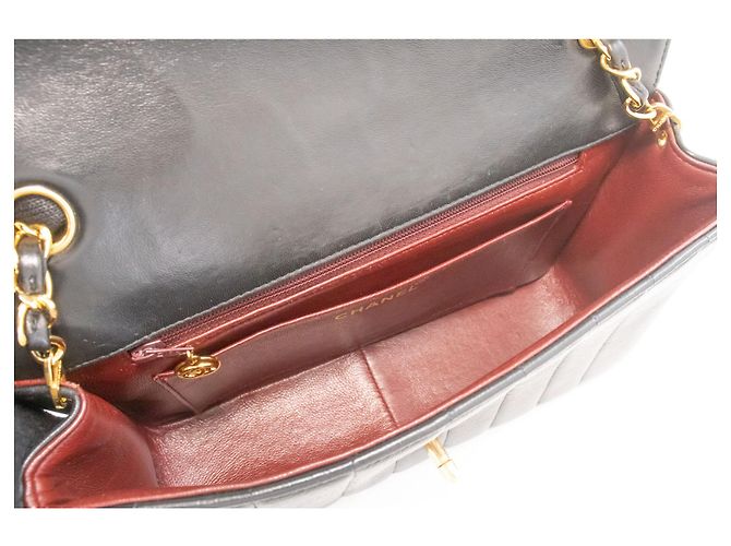 CHANEL Borsa a tracolla Single Flap con catena a righe nera trapuntata Nero - vista 10
