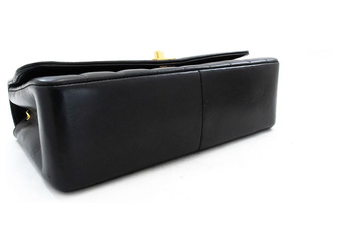 CHANEL Borsa a tracolla Single Flap con catena a righe nera trapuntata Nero - vista 4