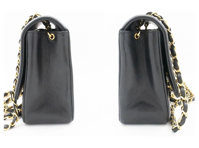 CHANEL Borsa a tracolla Single Flap con catena a righe nera trapuntata Nero - vista 5