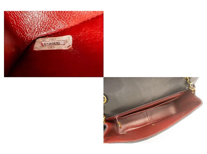 CHANEL Borsa a tracolla Single Flap con catena a righe nera trapuntata Nero - vista 9