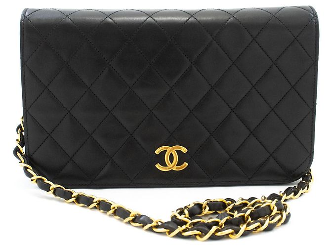 CHANEL Borsa a tracolla clutch Full Flap Chain Nera in agnello trapuntato Nero - vista 2