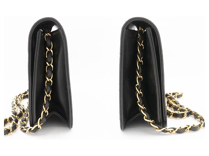 CHANEL Borsa a tracolla clutch Full Flap Chain Nera in agnello trapuntato Nero - vista 5