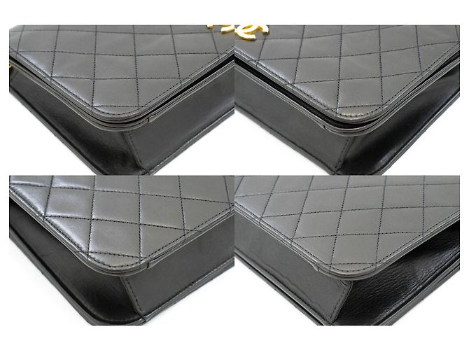 CHANEL Borsa a tracolla clutch Full Flap Chain Nera in agnello trapuntato Nero - vista 6