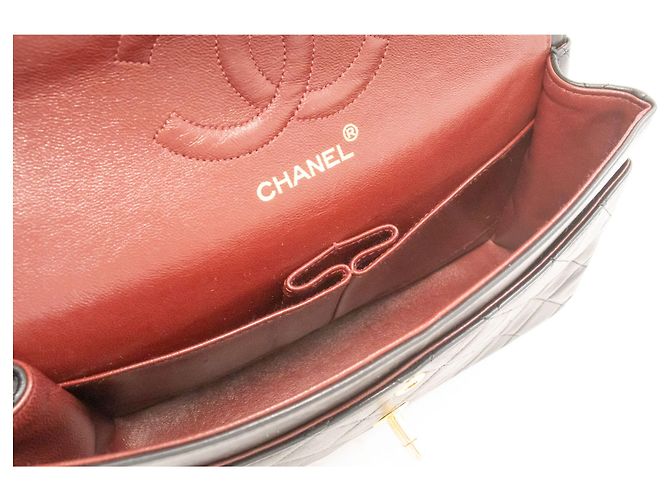 CHANEL Classic Double Flap 10" Chain Shoulder Bag Black Lambskin Schwarz - vista 10