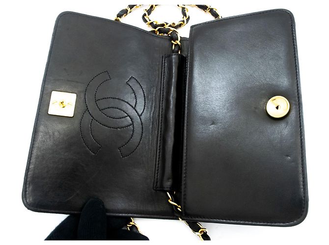 CHANEL Borsa a Spalla Small Full Flap con Catena Clutch Trapuntata Nera Nero - vista 11