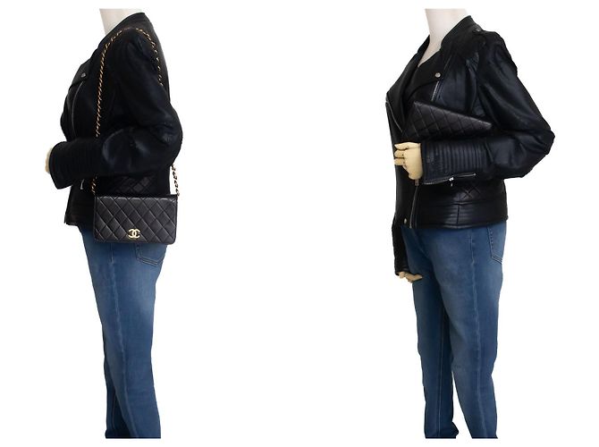 CHANEL Borsa a Spalla Small Full Flap con Catena Clutch Trapuntata Nera Nero - vista 12