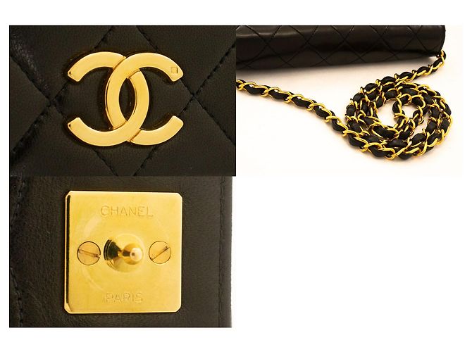 CHANEL Borsa a Spalla Small Full Flap con Catena Clutch Trapuntata Nera Nero - vista 7