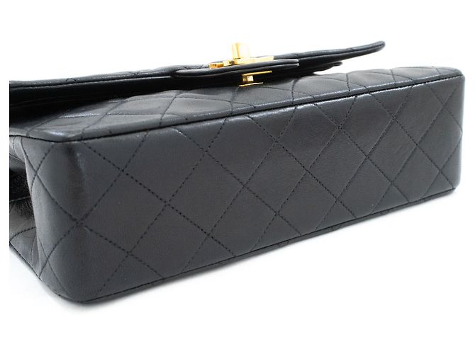 CHANEL Classic Double Flap 9" Chain Shoulder Bag Black Lambskin Nero - vista 4