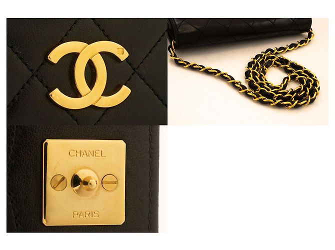 CHANEL Borsa a Spalla Small Full Flap con Catena Clutch Trapuntata Nera Nero - vista 7