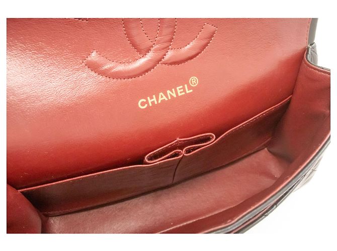 CHANEL Classic Double Flap 10" Chain Shoulder Bag Black Lambskin Nero - vista 10