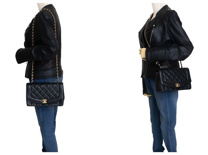 CHANEL Diana Flap Chain Shoulder Bag Black Quilted Lambskin Nero - vista 12