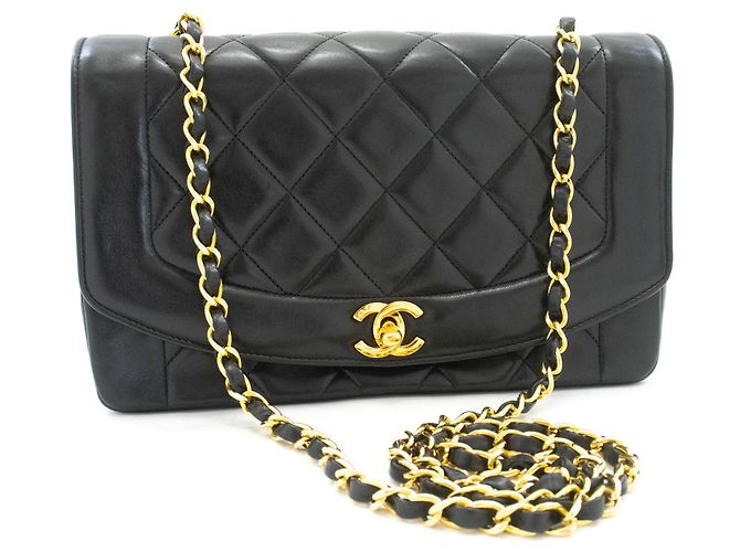 CHANEL Diana Flap Chain Shoulder Bag Black Quilted Lambskin Nero - vista 2