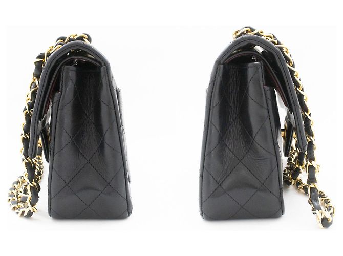 CHANEL Classic Double Flap 9" Chain Shoulder Bag Black Lambskin Nero - vista 5