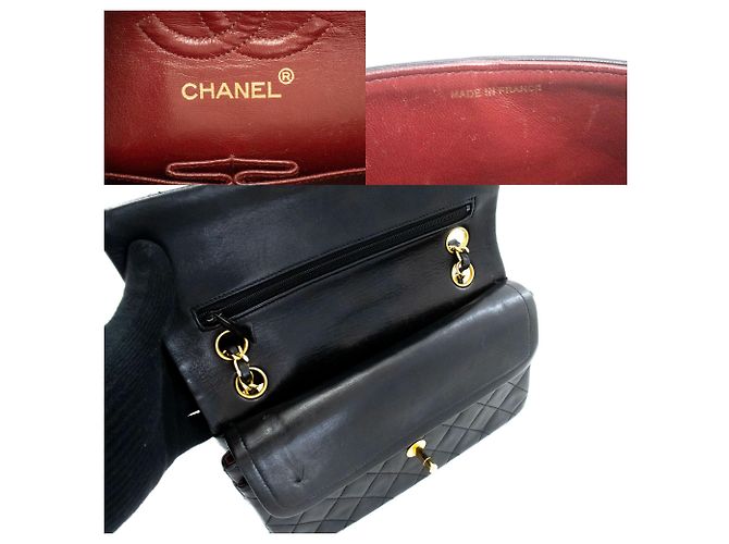 CHANEL Classic Double Flap 9" Chain Shoulder Bag Black Lambskin Nero - vista 8