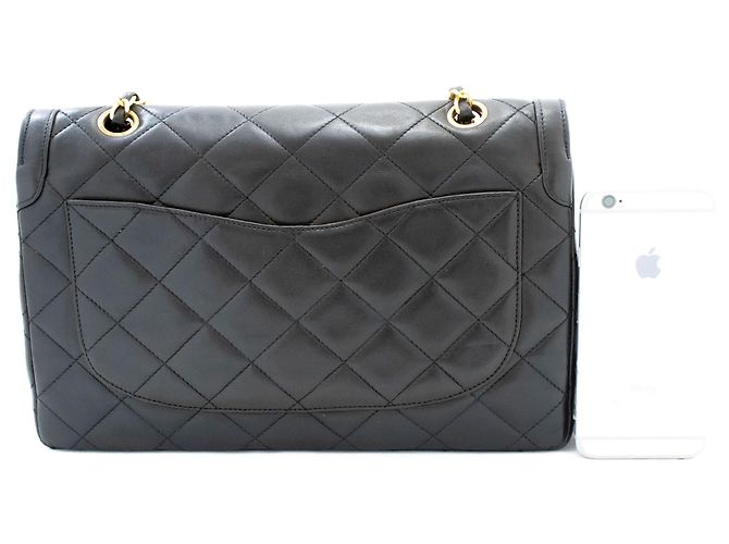 CHANEL Paris Vintage Chain Schultertasche Schwarz Gesteppt - Ansicht 3