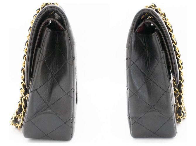 CHANEL Paris Vintage Chain Schultertasche Schwarz Gesteppt - Ansicht 5