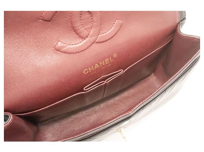 CHANEL Borsa a Spalla Double Flap V-Stitch 10" in Pelle di Agnello Nera Nero - vista 10