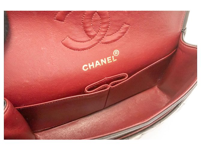 CHANEL Classic Double Flap 9" Chain Shoulder Bag Black Lambskin Nero - vista 10
