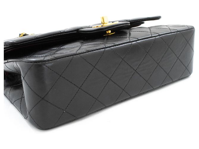 CHANEL Classic Double Flap 9" Chain Shoulder Bag Black Lambskin Nero - vista 4
