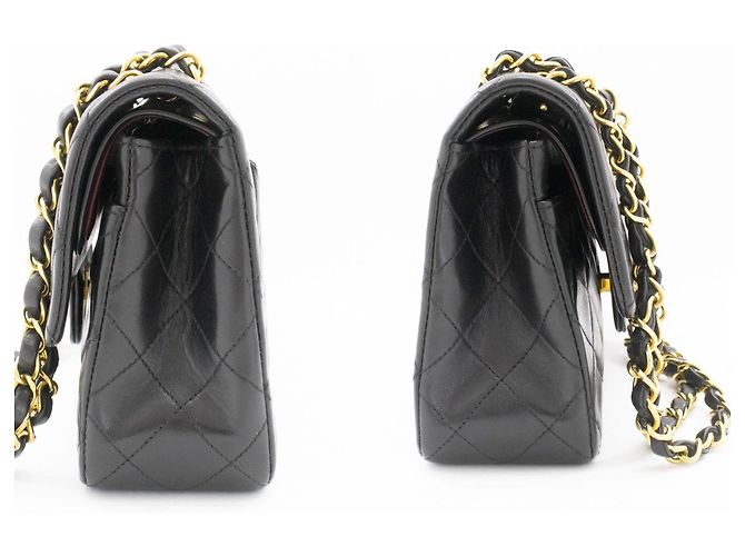 CHANEL Classic Double Flap 9" Chain Shoulder Bag Black Lambskin Nero - vista 5