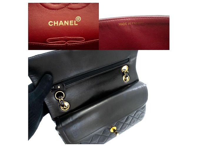 CHANEL Classic Double Flap 9" Chain Shoulder Bag Black Lambskin Nero - vista 8