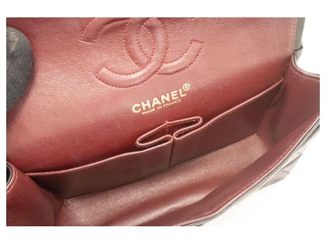 CHANEL Classic Double Flap 9" Chain Shoulder Bag Black Lambskin Nero - vista 10