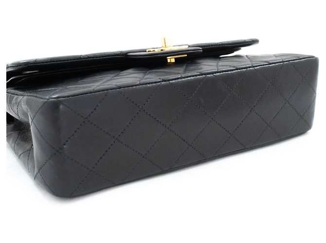 CHANEL Classic Double Flap 9" Chain Shoulder Bag Black Lambskin Nero - vista 4