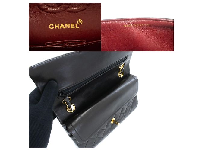 CHANEL Classic Double Flap 9" Chain Shoulder Bag Black Lambskin Nero - vista 8