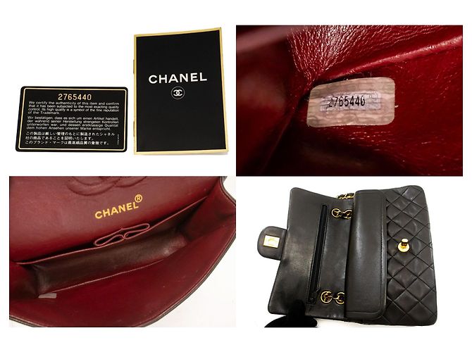 CHANEL Classic Double Flap 9" Chain Shoulder Bag Black Lambskin Nero - vista 9