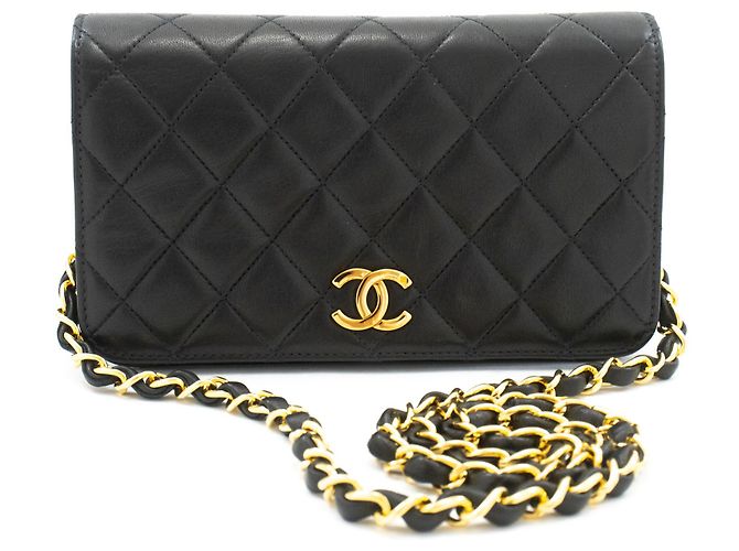 CHANEL Full Flap Small Chain Shoulder Bag Clutch Gesteppt Schwarz - Ansicht 2