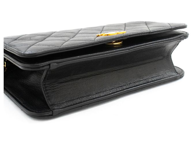 CHANEL Full Flap Small Chain Shoulder Bag Clutch Gesteppt Schwarz - Ansicht 4