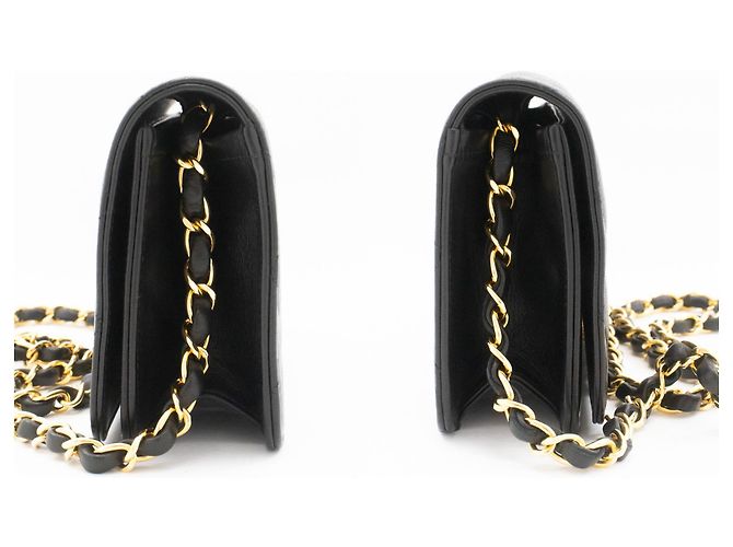 CHANEL Full Flap Small Chain Shoulder Bag Clutch Gesteppt Schwarz - Ansicht 5