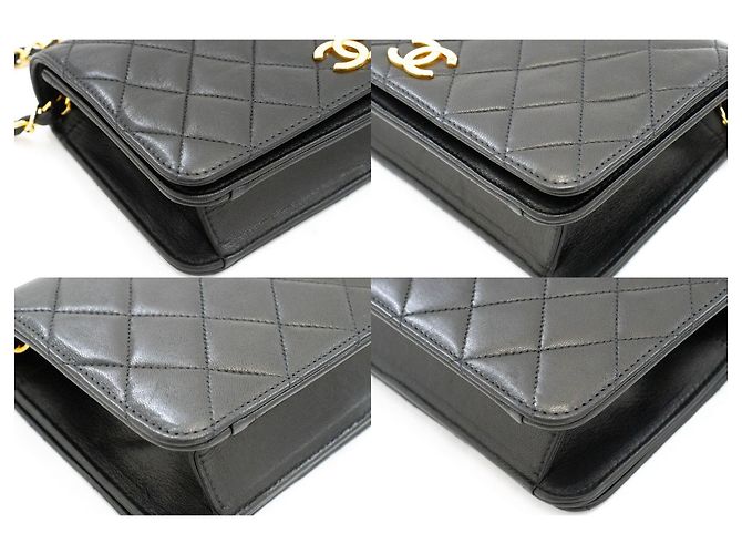 CHANEL Full Flap Small Chain Shoulder Bag Clutch Gesteppt Schwarz - Ansicht 6