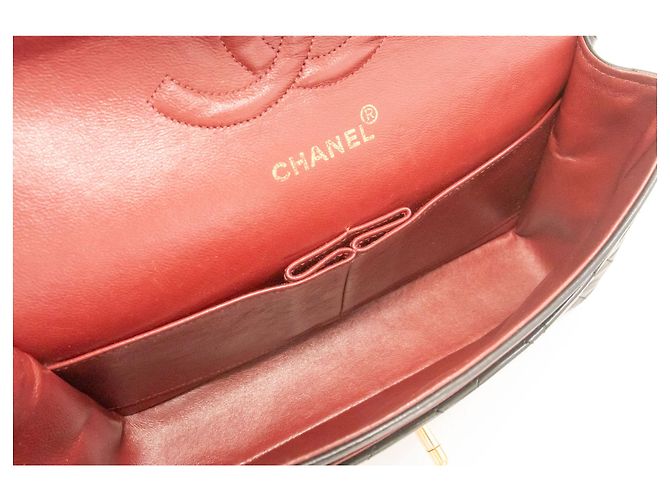 CHANEL Classic Double Flap 10" Chain Shoulder Bag Black Lambskin Nero - vista 10