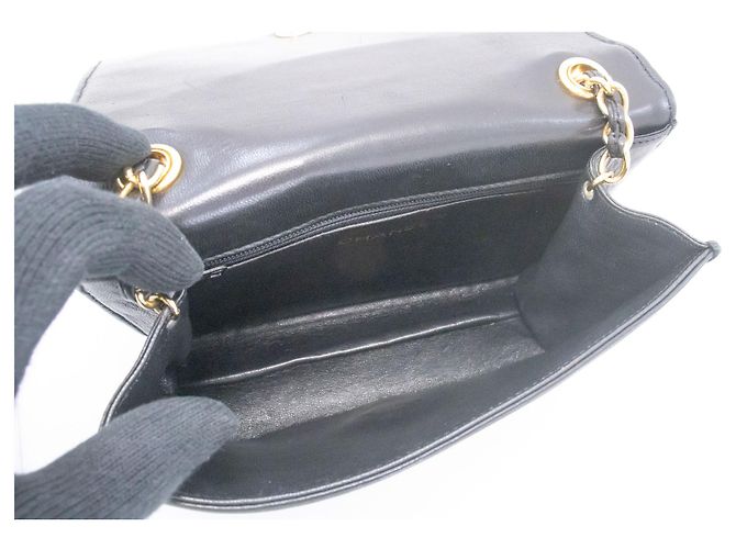 CHANEL Vintage Full Flap Small Chain Shoulder Bag Black Quilted Nero - vista 10
