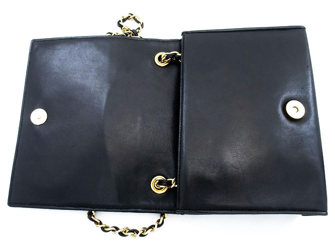 CHANEL Vintage Full Flap Small Chain Shoulder Bag Black Quilted Nero - vista 11