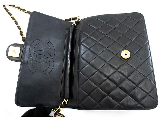 CHANEL Piccola borsa a tracolla con catena Clutch in agnello trapuntato nero - vista 11