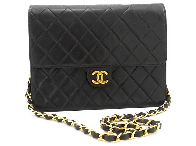 CHANEL Piccola borsa a tracolla con catena Clutch in agnello trapuntato nero - vista 2