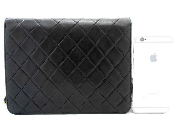 CHANEL Piccola borsa a tracolla con catena Clutch in agnello trapuntato nero - vista 3