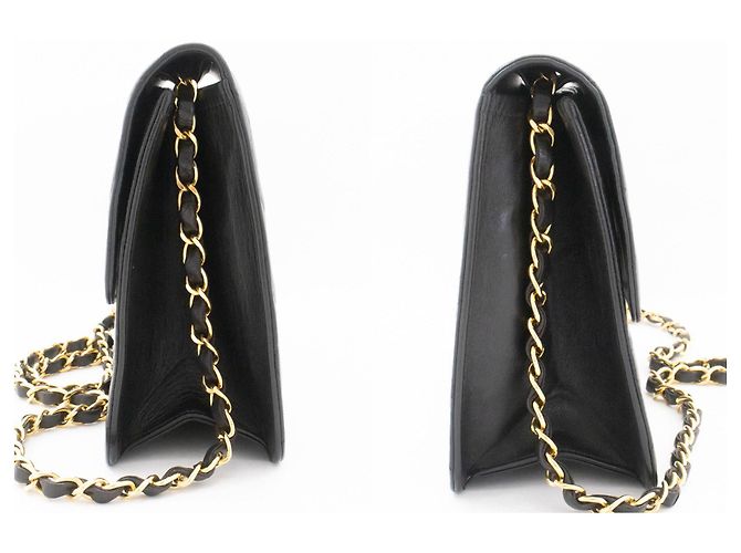 CHANEL Piccola borsa a tracolla con catena Clutch in agnello trapuntato nero - vista 5