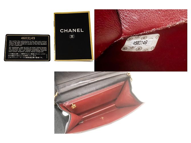 CHANEL Piccola borsa a tracolla con catena Clutch in agnello trapuntato nero - vista 9