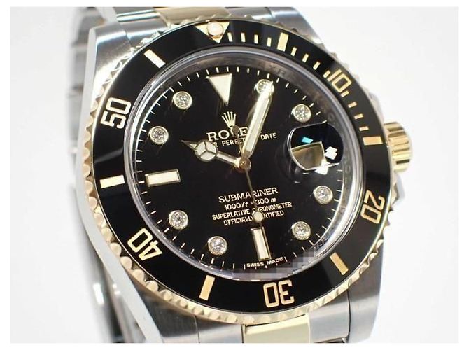 ROLEX Submariner date SS xYG combination black8P diamond 116613GLN '12 Uomo - vista 2