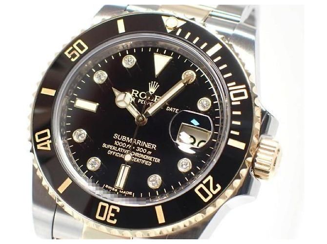 ROLEX Submariner date SS xYG combination black8P diamond 116613GLN '12 Uomo - vista 3