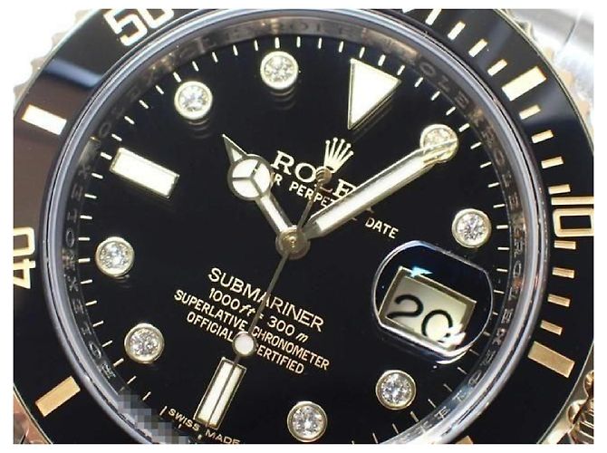 ROLEX Submariner date SS xYG combination black8P diamond 116613GLN '12 Uomo - vista 4