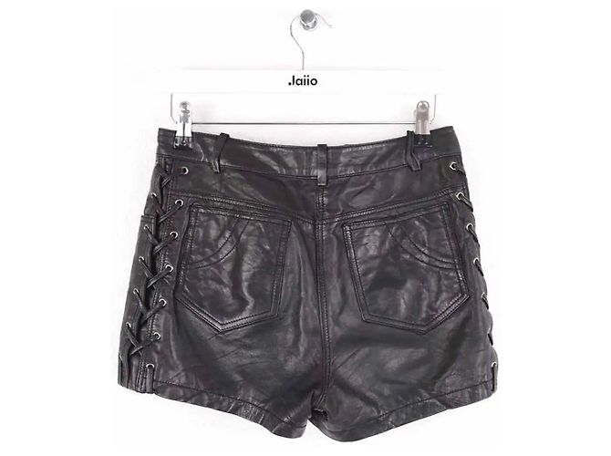 Ba&Sh Leder Mini Shorts schwarz - Ansicht 3