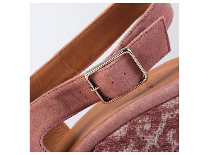 Autre Marque Sandali con zeppa espadrilles in scamosciato rosa Castañer con fiori - vista 4